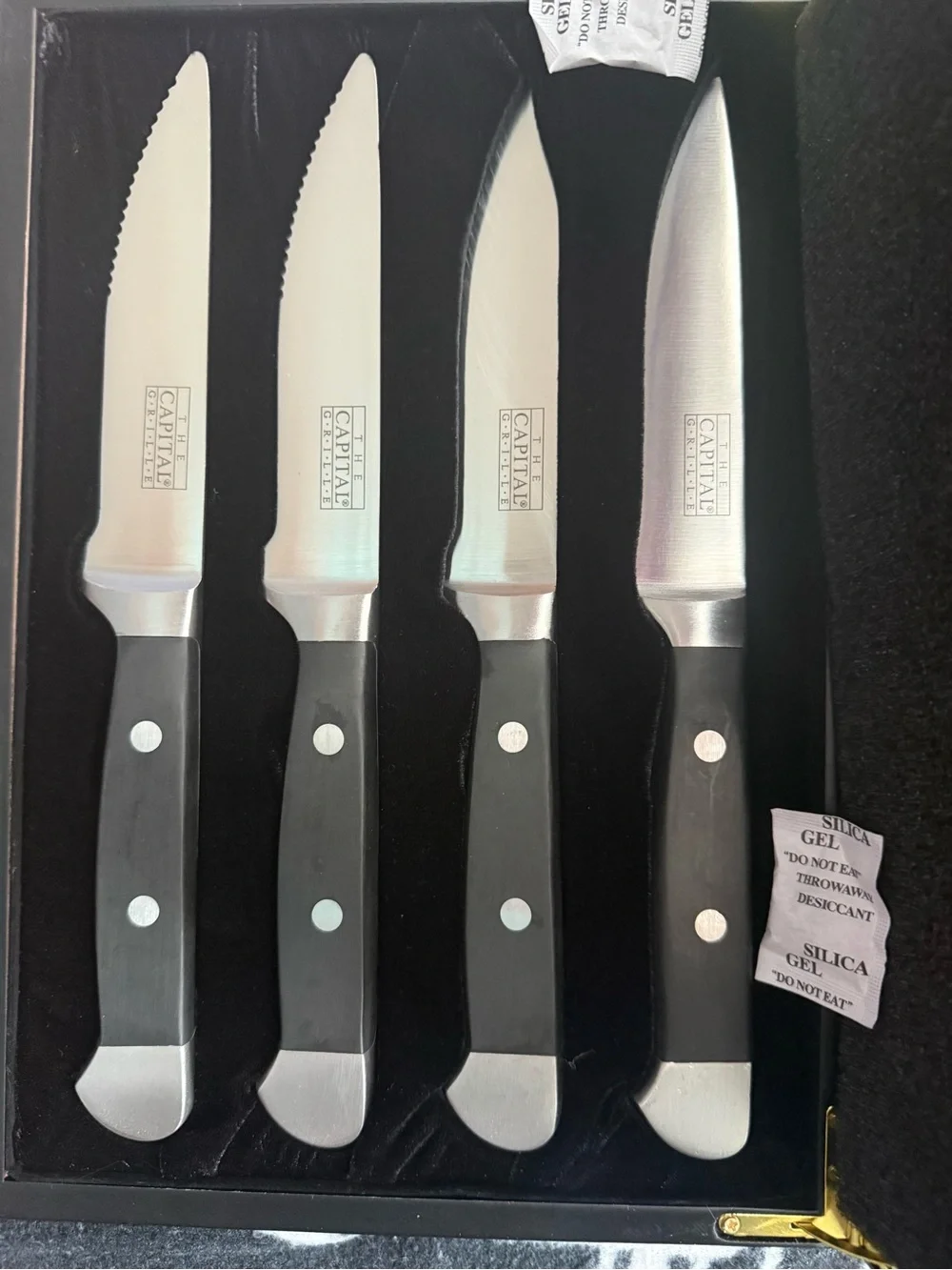 The Capital Grill Premium Black Handle Stainless Steel Steak Knife Set 4 Pieces